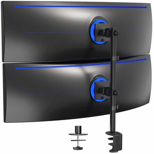 VIVO Dual Vertically Stacked Ultra-Wide Monitor Desk Mount for up to 49 inch Ultrawide Screens, Extra Tall Heavy Duty Adjustable Stand Holds 44 lbs Per Screen, Black, STAND-V202R VIVO Dual Vertically Stacked Ultra-Wide Monitor Desk Mount for up to 49 inch Ultrawide Screens, Extra Tall Heavy Duty Adjustable Stand Holds 44 lbs Per Screen, Black, STAND-V202R