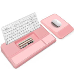 3-in-1 Ergonomic Keyboard Stand & Mouse Pad Set with Wrist Rest, Pink | Slow-rebound memory foam & breathable Lycra rest relieves wrist strain during work and gaming with non-slip PU base 3-in-1 Ergonomic Keyboard Stand & Mouse Pad Set with Wrist Rest, Pink | Slow-rebound memory foam & breathable Lycra rest relieves wrist strain during work and gaming with non-slip PU base