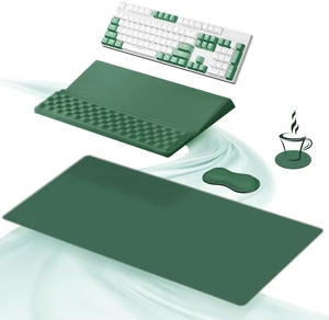 Ospelelf Keyboard Wrist Rest Stand Pad and Ergonomic Mouse Pad Set with Large Mousepad, Memory Foam Comfort, Premium Office Desk Accessories for Pain Relief, Green Ospelelf Keyboard Wrist Rest Stand Pad and Ergonomic Mouse Pad Set with Large Mousepad, Memory Foam Comfort, Premium Office Desk Accessories for Pain Relief, Green