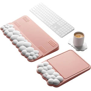 Keyboard Riser and Mouse Pad with Wrist Rest Set, Coaster Included | Cloud Memory Foam Keyboard and Mouse Wrist Support, Easy-Clean PU Leather for Desk, Office, Home and Gaming, Blush and White Keyboard Riser and Mouse Pad with Wrist Rest Set, Coaster Included | Cloud Memory Foam Keyboard and Mouse Wrist Support, Easy-Clean PU Leather for Desk, Office, Home and Gaming, Blush and White