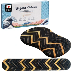 Japanese Mouse Pad with Wrist Rest | Ergonomic Memory Foam, Large | Ergonomic mouse pad with wrist rest featuring a smooth Lycra surface, memory foam cushioning, and a non-slip silicone base.