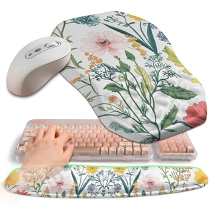 Gleamtide 2-in-1 Ergonomic Set, Wave Keyboard Wrist Rest and Massage Slope Mouse Pad Wrist Support, Rebound Memory Foam for Relieve Carpal Tunnel Syndrome and Wrist Pain (Pink Flowers) Gleamtide 2-in-1 Ergonomic Set, Wave Keyboard Wrist Rest and Massage Slope Mouse Pad Wrist Support, Rebound Memory Foam for Relieve Carpal Tunnel Syndrome and Wrist Pain (Pink Flowers)