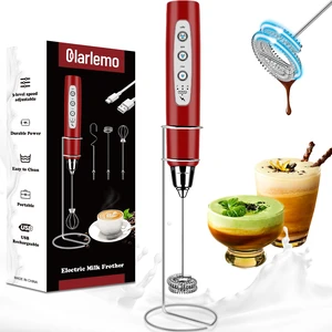 Colarlemo Milk Frother Handheld Rechargeable with Stand, Frother Wand Drink Mixer Electric Whisk for Coffee, Detachable With 3 Stainless Whisks, Hand Mixer for Lattes, Cappuccino, Matcha, Egg, Red Colarlemo Milk Frother Handheld Rechargeable with Stand, Frother Wand Drink Mixer Electric Whisk for Coffee, Detachable With 3 Stainless Whisks, Hand Mixer for Lattes, Cappuccino, Matcha, Egg, Red