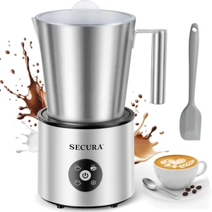 Secura 4-in-1 Electric Milk Frother, 17oz Stainless Steel Jug, Teflon-Free | Milk Steamer, Hot Chocolate Maker, Dishwasher Safe, One Touch Control, Overheat Protection, Includes Spatula & 2 Whisks Secura 4-in-1 Electric Milk Frother, 17oz Stainless Steel Jug, Teflon-Free | Milk Steamer, Hot Chocolate Maker, Dishwasher Safe, One Touch Control, Overheat Protection, Includes Spatula & 2 Whisks
