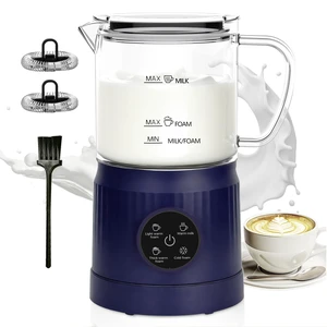 Casimhu 4-in-1 Milk Frother, Electric Milk Frother and Steamer with LED Touch Screen, Ceramic Lining Bottom, Milk Warmer 13.52oz for Lattes, Cappuccinos, and Macchiatos at Home (Navy blue)