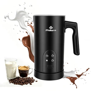 Philorn 4-in-1 Electric Milk Frother and Steamer | Quick Hot & Cold Foam, Warm Milk, 350ml/11.8oz, Quiet, Auto Shut-Off, Non-Stick, for Coffee Lovers, Home & Office