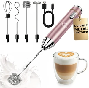 Zulay Kitchen Rechargeable Milk Frother Handheld - Frother Wand, Drink Mixer, Electric Whisk Frother, for Cappuccinos, Matcha & Protein Powder - Ultra Metal 4 Whisk, 1800mAh Pink Zulay Kitchen Rechargeable Milk Frother Handheld - Frother Wand, Drink Mixer, Electric Whisk Frother, for Cappuccinos, Matcha & Protein Powder - Ultra Metal 4 Whisk, 1800mAh Pink
