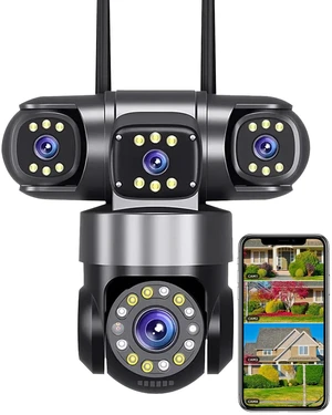 GUDFIDELIO 4 Lens Outdoor WiFi Security Camera,Plug-in Power,No Monthly Fee | 360° Coverage of Your Yard, Garden and Garage, AI Human Detection & Auto-Tracking, Two-Way Audio, No Subscription Fee GUDFIDELIO 4 Lens Outdoor WiFi Security Camera,Plug-in Power,No Monthly Fee | 360° Coverage of Your Yard, Garden and Garage, AI Human Detection & Auto-Tracking, Two-Way Audio, No Subscription Fee