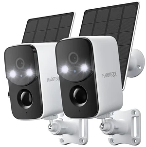 HAOSTEQER 2 Pack WiFi Solar Security Cameras Wireless Outdoor with 2K HD | 2.4GHz WiFi Outdoor Security Cameras for Home Security with Motion Detection, Instant Alert, Free Cloud Storage(Need Apply) HAOSTEQER 2 Pack WiFi Solar Security Cameras Wireless Outdoor with 2K HD | 2.4GHz WiFi Outdoor Security Cameras for Home Security with Motion Detection, Instant Alert, Free Cloud Storage(Need Apply)
