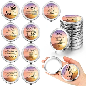 18 Pcs Rattanview Christian Gifts Mirror for Women Bulk | Inspirational Christian Gifts with Cross Design, Bulk Party Favors for Church Events Graduation, Faith Scripture Quotes