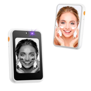 UV Camera for Sunscreen Test UV Mirror Sunscreen Camera 2.8inch | Rechargeable Vanity Mirror Handheld Double-Sided Pocket Mirror for Skin Protection(White)
