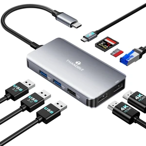 THANDBLE 9 in 1 Docking Station Dual Monitor, USB C to Dual HDMI Adapter, 1000Mbps LAN, 100W PD, SD/TF 3*USB-A Data Port, HDMI Extended Display Laptop USB C Hub for HP/Dell/XPS/Lenovo/Laptop