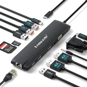 Lemorele 13-in-1 USB C Docking Station with Triple Display, 2X 4K HDMI, VGA, 100W PD, 6 USB Ports (incl. USB-C 3.2), Gigabit Ethernet, SD/TF Reader, 3.5mm Audio for MacBook/Windows Lemorele 13-in-1 USB C Docking Station with Triple Display, 2X 4K HDMI, VGA, 100W PD, 6 USB Ports (incl. USB-C 3.2), Gigabit Ethernet, SD/TF Reader, 3.5mm Audio for MacBook/Windows