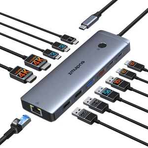 Laptop Docking Station Dual Monitor 2 HDMI Adapter for Dell/HP, USB C Dock | USB C to 2 HDMI Dual 4K HDMI Adapter, 10Gbps Data, Turn On/Off Button, USB A/C Port RJ45 Port USB C 100W PD Port for Laptop Laptop Docking Station Dual Monitor 2 HDMI Adapter for Dell/HP, USB C Dock | USB C to 2 HDMI Dual 4K HDMI Adapter, 10Gbps Data, Turn On/Off Button, USB A/C Port RJ45 Port USB C 100W PD Port for Laptop