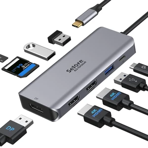 USB C Docking Station Dual HDMI Monitor Adapter 9 in 1 Triple Display Hub | Dual HDMI, Displayport, SD/microSD Card Reader, 2 USB 2.0, 1 USB 3.0, 100W PD, for USB C Thunderbolt 3/4 Laptops USB C Docking Station Dual HDMI Monitor Adapter 9 in 1 Triple Display Hub | Dual HDMI, Displayport, SD/microSD Card Reader, 2 USB 2.0, 1 USB 3.0, 100W PD, for USB C Thunderbolt 3/4 Laptops
