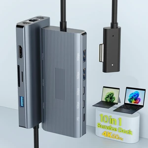 10-in-1 Docking Station, 4K HDMI Ethernet Hub for Surface Devices | Multi-Port Hub with SD/TF, USB 3.0, PD Charging, Compatible with Surface Pro, Laptop Go, Book