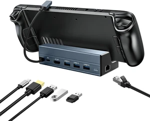 Steam Deck Dock 6-in-1 USB-C Docking Station, 4K@60Hz HDMI, Gigabit Ethernet, PD 90W, 10Gbps 3X USB 3.0, Steam Deck Stand Steam Deck Dock 6-in-1 USB-C Docking Station, 4K@60Hz HDMI, Gigabit Ethernet, PD 90W, 10Gbps 3X USB 3.0, Steam Deck Stand