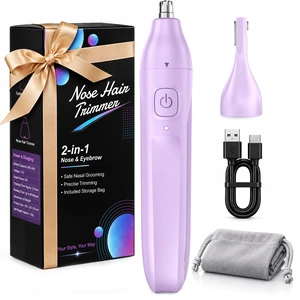 PBSHG Nose Hair Trimmer for Women: 2-in-1 Electric Nose & Ear Hair Trimmer with Eyebrow Trimmer, Gentle Precision Blades, IPX6 Waterproof, USB-C Rechargeable, Purple