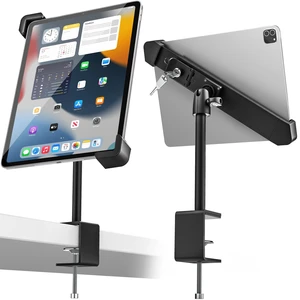 woleyi Anti-Theft Desktop Tablet Kiosk Stand - [Dual Security Lock] 360° Swivel Locking iPad POS Mount Holder for 7-11" iPad Pro Air Mini, Galaxy Tab, Surface, for Retail Store Display Office Kitchen