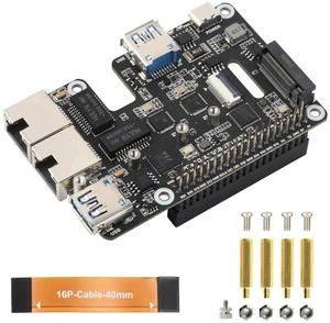 Waveshare PCIe to USB 3.2 Gen1 / 2.5G ETH/M.2 NVMe Adapter, Compatible with Raspberry Pi 5, Supports NVMe Protocol M.2 Solid State Drive, Expands 2-ch USB 3.2 Ports and 2-ch Ethernet Ports, HAT + Waveshare PCIe to USB 3.2 Gen1 / 2.5G ETH/M.2 NVMe Adapter, Compatible with Raspberry Pi 5, Supports NVMe Protocol M.2 Solid State Drive, Expands 2-ch USB 3.2 Ports and 2-ch Ethernet Ports, HAT +