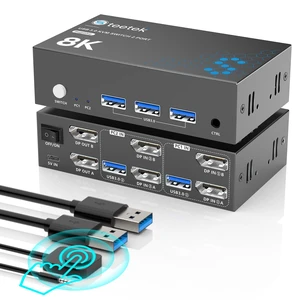 Hearvo DisplayPort KVM Switch 2 Monitors 2 Computers, 8K@60Hz Dual Monitors | 4K@120Hz Dual Monitors for Sharing Keyboard, Mouse,Printers and External Storage with Adaptive EDID 2 USB Cables - S7230P2 Hearvo DisplayPort KVM Switch 2 Monitors 2 Computers, 8K@60Hz Dual Monitors | 4K@120Hz Dual Monitors for Sharing Keyboard, Mouse,Printers and External Storage with Adaptive EDID 2 USB Cables - S7230P2