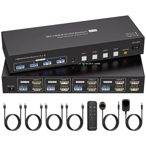 ATLAHET 4 Port Dual Monitor HDMI KVM Switch 4 Computers 2 Monitors 8K 60Hz 4K 120Hz KVM Switches for Four PC Share Four USB 3.0 Devices Support Copy and Extend Mode 23CM Longth ATLAHET 4 Port Dual Monitor HDMI KVM Switch 4 Computers 2 Monitors 8K 60Hz 4K 120Hz KVM Switches for Four PC Share Four USB 3.0 Devices Support Copy and Extend Mode 23CM Longth