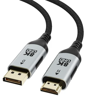 3 ft 8k dp to hdmi cable, active unidirectional supports 8k@60hz,mirror | 4k@120hz extend,multi-screen splicing modes,plug-and-play for computers,monitors,projectors,male-to-male aluminum connectors 3 ft 8k dp to hdmi cable, active unidirectional supports 8k@60hz,mirror | 4k@120hz extend,multi-screen splicing modes,plug-and-play for computers,monitors,projectors,male-to-male aluminum connectors