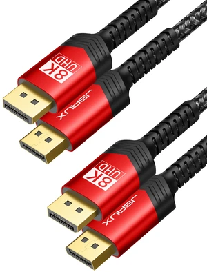 JSAUX 8K Displayport Cable 1.4, DP to DP Cable 10ft+10ft, Red | 8K@60Hz, 2K@240Hz, 4K@144Hz, 32.4Gbps, Compatible with Gaming Laptop PC Computer Monitor JSAUX 8K Displayport Cable 1.4, DP to DP Cable 10ft+10ft, Red | 8K@60Hz, 2K@240Hz, 4K@144Hz, 32.4Gbps, Compatible with Gaming Laptop PC Computer Monitor