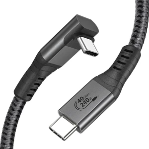 Right Angle USB 4 Cable for 90 Degree Thunderbolt 4 Cable Grey 6FT | 40Gbps Data Transfer, PD3.1 QC5.0 240W Fast Charging, 8K@60Hz Video Cable, for MacBook Air Pro, iPad, iPhone 17, Monitor, SSD Right Angle USB 4 Cable for 90 Degree Thunderbolt 4 Cable Grey 6FT | 40Gbps Data Transfer, PD3.1 QC5.0 240W Fast Charging, 8K@60Hz Video Cable, for MacBook Air Pro, iPad, iPhone 17, Monitor, SSD