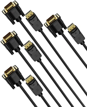 DisplayPort to VGA Cable Male to Male 3FT, 4 Pack | DP to VGA Adapter Cord Converter for Computer, Monitor, TV, Projector (Not Bidirectional,Not Compatible with HDMI or USB) DisplayPort to VGA Cable Male to Male 3FT, 4 Pack | DP to VGA Adapter Cord Converter for Computer, Monitor, TV, Projector (Not Bidirectional,Not Compatible with HDMI or USB)