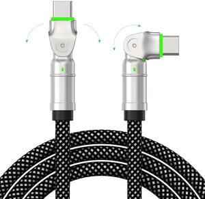 USB-C to USB-C 240W Cable, 6.6ft Dual 180° Rotating, LED, Fast Charge | Silicone jacket, zinc-alloy connector, 480Mbps data, compatible with USB-C laptops, phones, tablets USB-C to USB-C 240W Cable, 6.6ft Dual 180° Rotating, LED, Fast Charge | Silicone jacket, zinc-alloy connector, 480Mbps data, compatible with USB-C laptops, phones, tablets