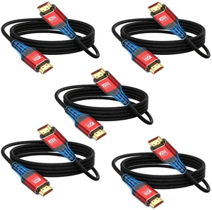 HDMI 2.1 Cable 8FT 5Pack,High Speed Shielded HDMI TV Cord CL3 Rated HDCP2.2 | 8K HDMI Computer Monitor Cable Braided,VRR eARC HDR10+ HDCP 2.3 for PCHDTV,Fire TV Stick,PS4 PS5 Laptop,Projector,Soundbar HDMI 2.1 Cable 8FT 5Pack,High Speed Shielded HDMI TV Cord CL3 Rated HDCP2.2 | 8K HDMI Computer Monitor Cable Braided,VRR eARC HDR10+ HDCP 2.3 for PCHDTV,Fire TV Stick,PS4 PS5 Laptop,Projector,Soundbar
