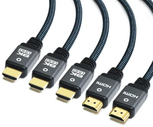 8K HDMI Cable 10ft (5 Pack) High Speed 48Gbps HDMI 2.1 Cord, Durable Nylon Braided, Supports 8K@60Hz, 4K@120Hz, 10K, 2K, HD, 3D, Dynamic HDR, HDCP 2.2, 4:4:4, eARC 8K HDMI Cable 10ft (5 Pack) High Speed 48Gbps HDMI 2.1 Cord, Durable Nylon Braided, Supports 8K@60Hz, 4K@120Hz, 10K, 2K, HD, 3D, Dynamic HDR, HDCP 2.2, 4:4:4, eARC