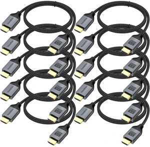 HDMI 2.1 Cable 6 FT 10-Pack,Shielded High Speed 8K HDMI TV Cable,CL3 Rated | HDMI Computer Gaming Monitor Cord Support eARC/ARC 48Gbps,4K@144Hz/120Hz,HDR10+,HDCP 2.2/2.3,3D for TVSoundbar,Roku,PS5PS4 HDMI 2.1 Cable 6 FT 10-Pack,Shielded High Speed 8K HDMI TV Cable,CL3 Rated | HDMI Computer Gaming Monitor Cord Support eARC/ARC 48Gbps,4K@144Hz/120Hz,HDR10+,HDCP 2.2/2.3,3D for TVSoundbar,Roku,PS5PS4