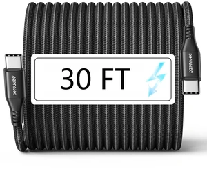 30FT USB C to USB C Cable 60W, Extra Long Type-C to Type-C Cable Charger Cord, Premium Nylon Braided C to C Fast Charging for USBC Phone/Tablet and Other USB-C Devices 30FT USB C to USB C Cable 60W, Extra Long Type-C to Type-C Cable Charger Cord, Premium Nylon Braided C to C Fast Charging for USBC Phone/Tablet and Other USB-C Devices