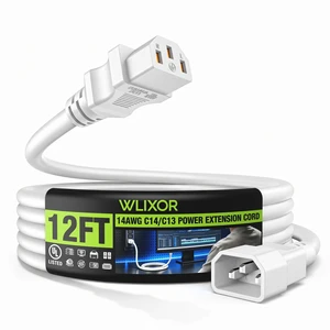 UL Listed IEC C14 to IEC C13 Power Cord, 14AWG 15A 250V, 12FT, White | Heavy-Duty Extension Cable Replacement for Server, UPS, PDU, Computer, Monitor, Network Equipment, Server Racks UL Listed IEC C14 to IEC C13 Power Cord, 14AWG 15A 250V, 12FT, White | Heavy-Duty Extension Cable Replacement for Server, UPS, PDU, Computer, Monitor, Network Equipment, Server Racks