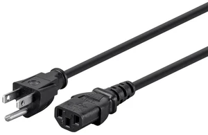 Power Cord - NEMA 5-15P to IEC 60320 C13, 16AWG, 13A/1625W, 125V, 3-Prong, 2ft, Black, 6-Pack