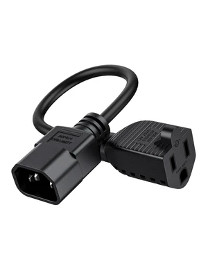 5-Pack 1FT 18 AWG Power Adapter Cord,NEMA 5-15R to IEC320 C14 | IEC 320 C14 to NEMA 5-15R,Computer Power Adapter Cord for PDU, UPS, PC, Monitor,0.3M,Black,SJT,UL,125V / 10A 5-Pack 1FT 18 AWG Power Adapter Cord,NEMA 5-15R to IEC320 C14 | IEC 320 C14 to NEMA 5-15R,Computer Power Adapter Cord for PDU, UPS, PC, Monitor,0.3M,Black,SJT,UL,125V / 10A