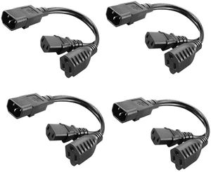 4-Pack C14 to C13+NEMA 5-15R Y Splitter Power Plug Cord,Single C14 Male to C13+Nema 5-15R Female Splitter Adapter Cable Cord,30cm 4-Pack C14 to C13+NEMA 5-15R Y Splitter Power Plug Cord,Single C14 Male to C13+Nema 5-15R Female Splitter Adapter Cable Cord,30cm