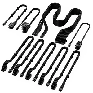 PSU Cable Kit for Corsair RMX Power Supplies - 90-Degree Connectors, Individually Sleeved with Braiding & Combs, 16AWG Wire, 9-Piece Kit, Type-A PCIe GPU Connectors - Black PSU Cable Kit for Corsair RMX Power Supplies - 90-Degree Connectors, Individually Sleeved with Braiding & Combs, 16AWG Wire, 9-Piece Kit, Type-A PCIe GPU Connectors - Black