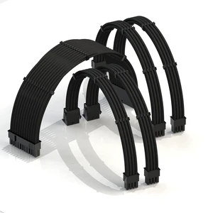 AVA 50cm PSU Cable Extension Sleeved Custom Mod GPU PC Braided w/Comb Kit | 1 x 24 P (20+4) | 2 x 8 P (4+4) CPU | 2 x 8 P (6+2) GPU Set | 500mm - Black AVA 50cm PSU Cable Extension Sleeved Custom Mod GPU PC Braided w/Comb Kit | 1 x 24 P (20+4) | 2 x 8 P (4+4) CPU | 2 x 8 P (6+2) GPU Set | 500mm - Black