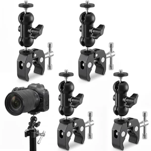 4 Pack Camera Mount Clamp with Ball Head Magic Arm, Single Clamp | 360° Adjustable, Dual Ball, Heavy Duty Super Clamps Mount Kit for DSLR Monitor LED Light Microphone, 1/4" and 3/8" Thread 4 Pack Camera Mount Clamp with Ball Head Magic Arm, Single Clamp | 360° Adjustable, Dual Ball, Heavy Duty Super Clamps Mount Kit for DSLR Monitor LED Light Microphone, 1/4" and 3/8" Thread