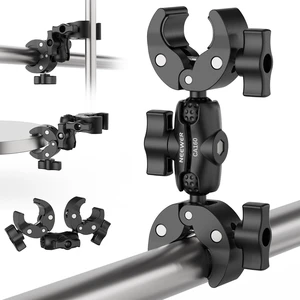 Double Super Clamp Mount with Magic Arm, 360° for Pole, Desk, CA160 | For Photography Umbrella, Flag, Photo Studio Light Stand, Reflector, Scrim, Cross Bar, Motorcycle Handlebar, Stroller, Chair Double Super Clamp Mount with Magic Arm, 360° for Pole, Desk, CA160 | For Photography Umbrella, Flag, Photo Studio Light Stand, Reflector, Scrim, Cross Bar, Motorcycle Handlebar, Stroller, Chair