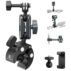 Super Clamp Camera Mount Bike/Motorcycle Handlebar Mount | with 360° Dual Ball Head Compatible with DJI Action 6/5/4/3, Hero 13/12/11/10, 360 X5 X4, MS100 Super Clamp Camera Mount Bike/Motorcycle Handlebar Mount | with 360° Dual Ball Head Compatible with DJI Action 6/5/4/3, Hero 13/12/11/10, 360 X5 X4, MS100