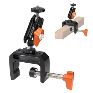 Camera C-Clamp Mount with Double Ball Head Magic Arm | 360° Adjustable Clamp Desktop Mount, for Action Camera, Monitor, LED Light and Microphone Camera C-Clamp Mount with Double Ball Head Magic Arm | 360° Adjustable Clamp Desktop Mount, for Action Camera, Monitor, LED Light and Microphone