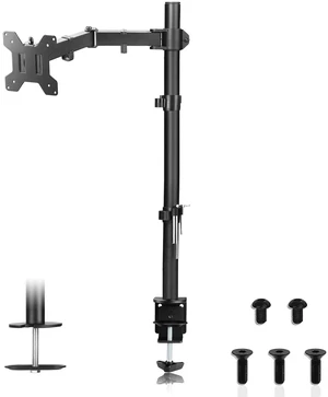 Suptek Single Monitor Arm Desk Mount Fully Adjustable Monitor Stand for 1 / One Screen up to 32 inch Extra Tall 31.5 inch Pole,Black (MD6821)