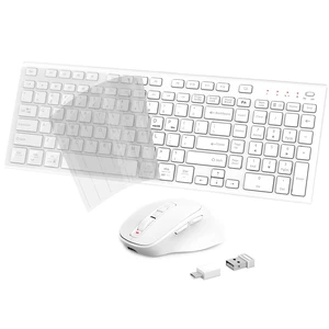 Rechargeable Wireless Keyboard and Mouse, with Number Pad White | Quiet Silent, Slim Thin Flat Low Profile Soft Key, USB C, with Skin Cover, Ergonomic Mouse, for Mac Windows PC, Home Office Rechargeable Wireless Keyboard and Mouse, with Number Pad White | Quiet Silent, Slim Thin Flat Low Profile Soft Key, USB C, with Skin Cover, Ergonomic Mouse, for Mac Windows PC, Home Office