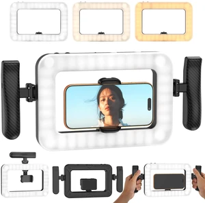 Ring Light for Phone, Lightweight Handheld LED Light with Remote & Desktop Base, 2900K-7000K CRI95+ Smartphone Video Rig, Dual Handle Creator Rig for TikTok YouTube Makeup Ring Light for Phone, Lightweight Handheld LED Light with Remote & Desktop Base, 2900K-7000K CRI95+ Smartphone Video Rig, Dual Handle Creator Rig for TikTok YouTube Makeup