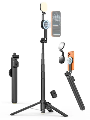 69" Magnetic Tripod for iPhone with Magnetic Light (MPT-04) | Selfie Stick with Magnetic Selfie Light & Remote, Extendable Tripod, Vlogging Kit for Magsafe iPhone/Android Video Recording 69" Magnetic Tripod for iPhone with Magnetic Light (MPT-04) | Selfie Stick with Magnetic Selfie Light & Remote, Extendable Tripod, Vlogging Kit for Magsafe iPhone/Android Video Recording