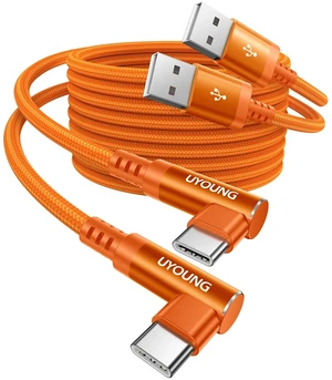 USB to USB C Cable 90 Degree USB A to USB C Cable Right Angle 6ft 2Pack | Durable Braided USB Type C Cable iPhone USB C Cable for iPhone 18/17/16/15 Pro Max/Samsung/CarPlay/Android Auto, More-Orange USB to USB C Cable 90 Degree USB A to USB C Cable Right Angle 6ft 2Pack | Durable Braided USB Type C Cable iPhone USB C Cable for iPhone 18/17/16/15 Pro Max/Samsung/CarPlay/Android Auto, More-Orange